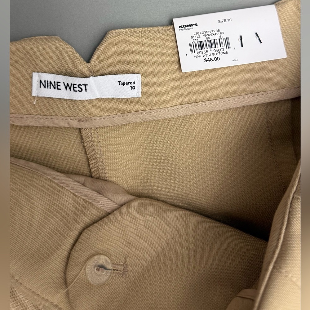 Nine West High Rise Tapered Pants Size 10 Beige NWT Work Office - Picture 8 of 12
